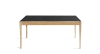 Table salle à manger en chêne et céramique 8 personnes avec bois teinte naturelle et plateau céramique effet ardoise 180x100 cm