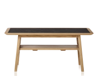Rectangular coffee table in oak and ceramic with natural stained wood, slate effect ceramic top 100x50 cm