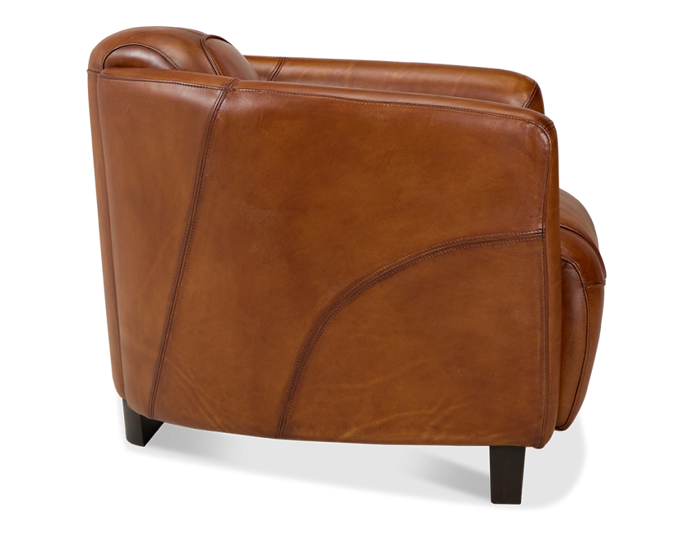 Leather club armchair light brown