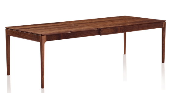 Table extensible en noyer 6 à 10 personnes avec plateau et allonges bois teinte naturelle 160x100 cm