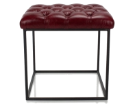 Pouf Chesterfield cuir rouge carmin