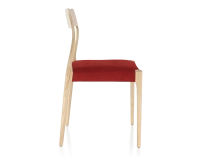 Chaise scandinave bois teinte naturelle assise tissu bordeaux