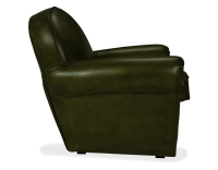 Fauteuil club cuir vert olive accoudoirs cloutés