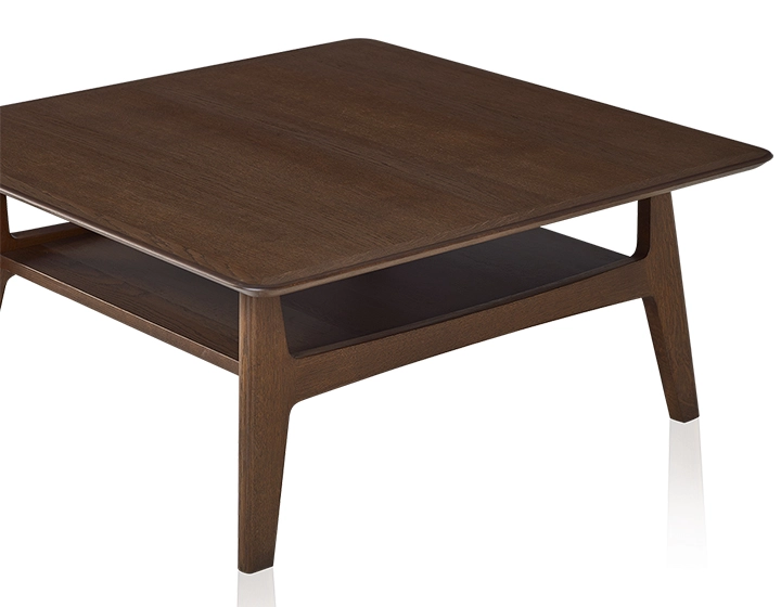 Mesa de centro cuadrada de roble teinte marron foncé 100x100 cm 100x100 cm