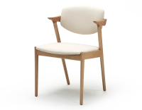 Silla escandinava madera tinte natural asiento tejido blanco roto