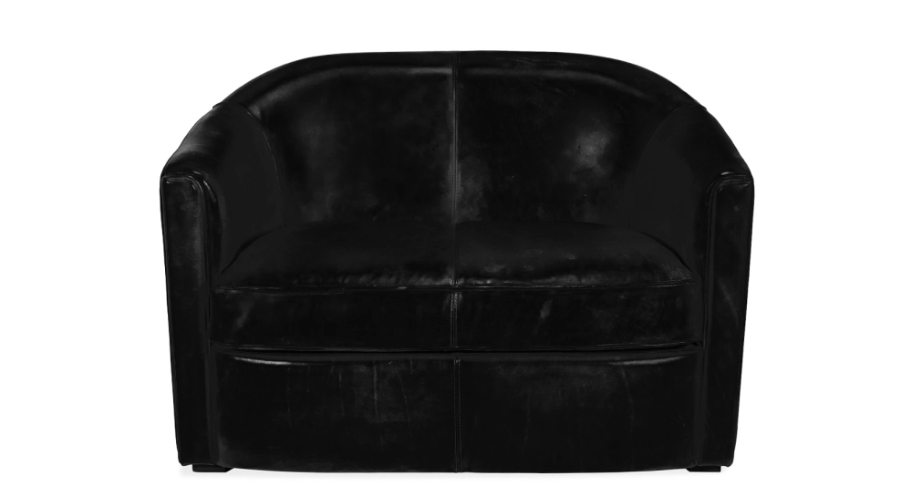 2 seater leather club sofa black