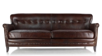3 seater leather club sofa dark brown