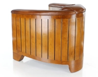 Fauteuil club bois et cuir marron vintage