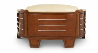 Canapé club bois et cuir 2 places beige