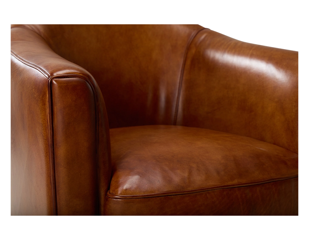Fauteuil club cuir marron clair