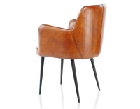 Silla vintage con reposabrazos de piel marrón claro
