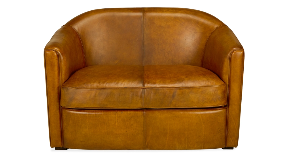 2 seater leather club sofa cognac