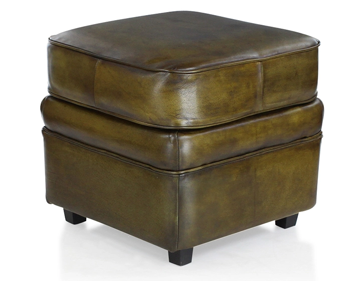 Pouf cuir vert olive