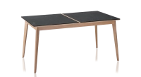 Table salle à manger en chêne et céramique 8 personnes avec bois teinte naturelle et plateau céramique effet ardoise 210x100 cm