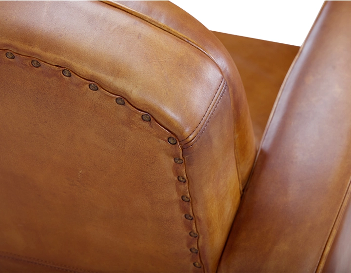 Fauteuil club cuir cognac