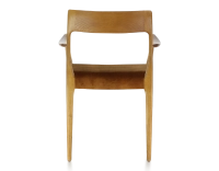 Chaise scandinave avec accoudoirs bois teinte merisier assise tissu velours bronze