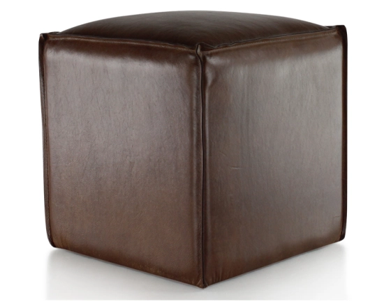 Pouf cuir marron soutenu