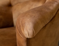 Toad armchair with armrests walnut-stained wooden legs and high-backed bronze velvet fabric
