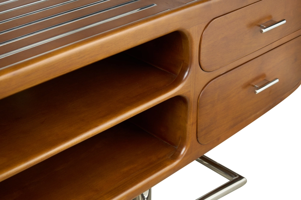 Mueble de TV marine métal et bois teinte merisier
