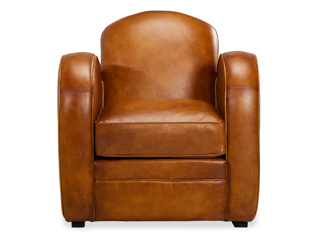 Fauteuil club cuir cognac