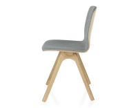 Chaise design en chêne tapissé bois teinte naturelle assise tissu gris clair