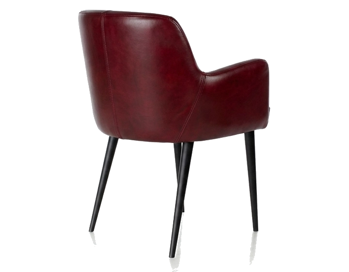 Chaise vintage avec accoudoirs cuir rouge carmin