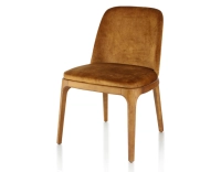Designer chair Cherry-stained wood and bronze velvet fabric