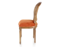 Chaise ancienne style Louis XVI bois teinte ancienne dossier canné assise tissu velours terracotta