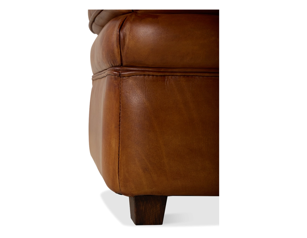 Pouf cuir marron clair