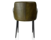 Vintage armchair with leather armrests olive green