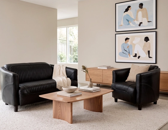 Fauteuil club cuir noir