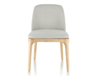 Chaise design bois teinte naturelle et tissu beige naturel