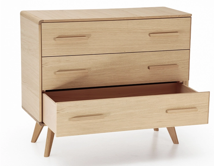 Commode 3 tiroirs en chêne bois teinte naturelle