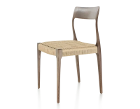 Chaise scandinave bois teinte marron foncé assise corde