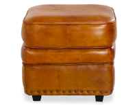 Puf de piel cognac borde tachonado