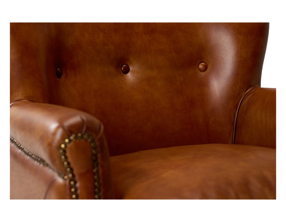 Leather club armchair light brown