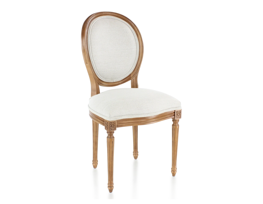 Chaise ancienne style Louis XVI bois teinte ancienne et tissu beige naturel