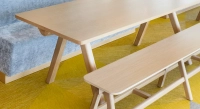 Table salle à manger 8 personnes en chêne teinte naturelle plateau bois 210x100 cm