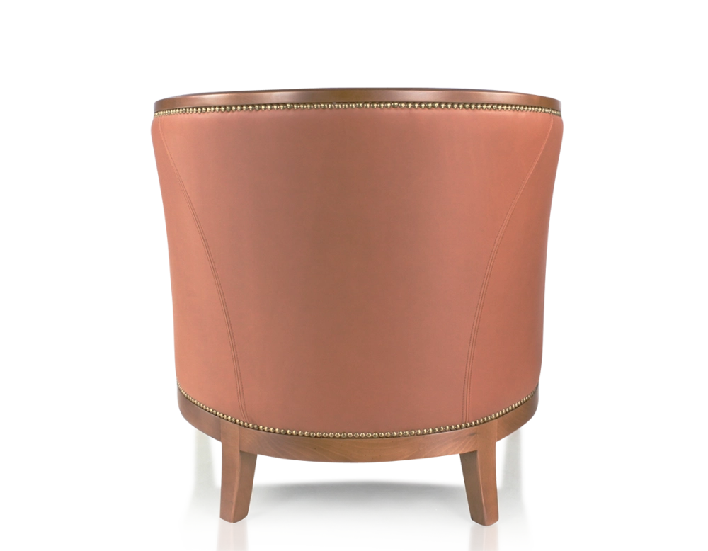 Sillón antiguo con reposabrazos moldurados bois teinte ancienne et cuir châtain