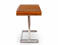 Bureau art déco 3 tiroirs métal et bois teinte merisier