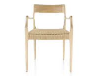 Chaise scandinave avec accoudoirs bois teinte naturelle assise corde