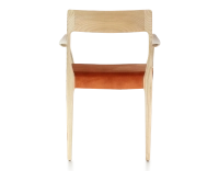 Chaise scandinave avec accoudoirs bois teinte naturelle assise tissu velours terracotta