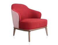 Sillón de diseño tejido burdeos y rosa empolvado