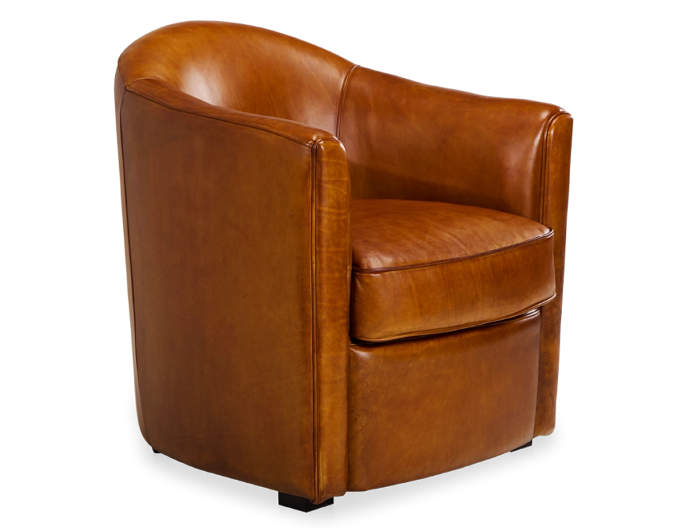 Fauteuil club cuir cognac