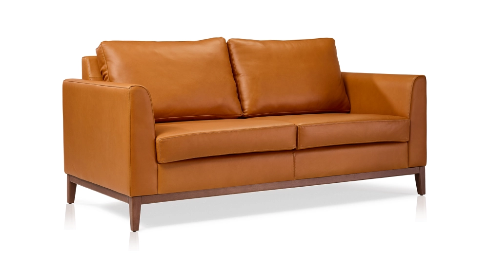 2.5 seater designer sofa caramel leather