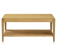 Table basse rectangulaire en chêne avec tablette teinte naturelle doré 100x50 cm