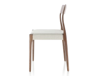 Chaise scandinave bois teinte marron foncé assise tissu beige naturel