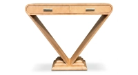 Console art déco double tiroirs bois teinte naturelle