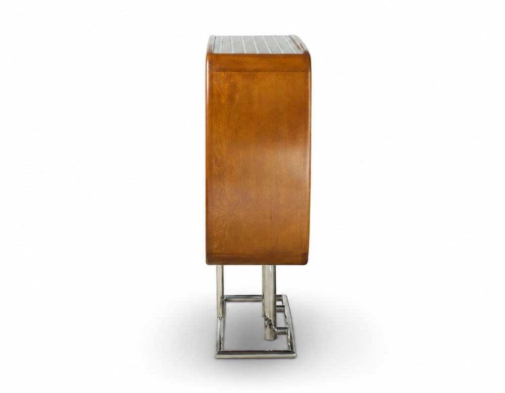 Etagère bibus métal et bois teinte merisier