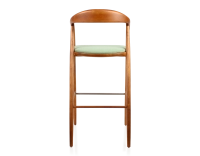 Tabouret de bar h80 cm teinte merisier assise tissu vert bois teinte merisier et tissu vert